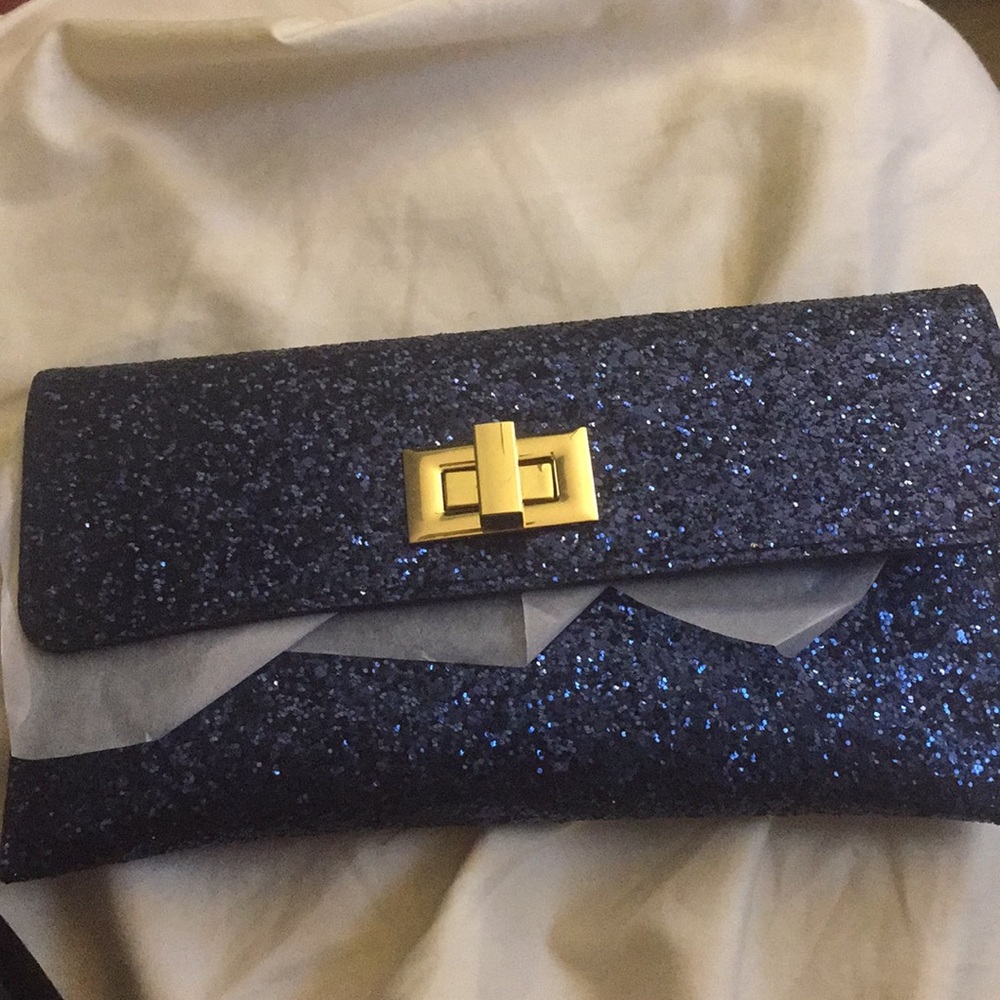 Blue glitter clutch